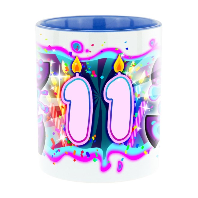 Team Melone 11. Geburtstag Bi-Color Tasse blau