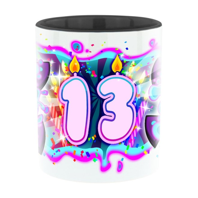 Team Melone 13. Geburtstag Bi-Color Tasse schwarz