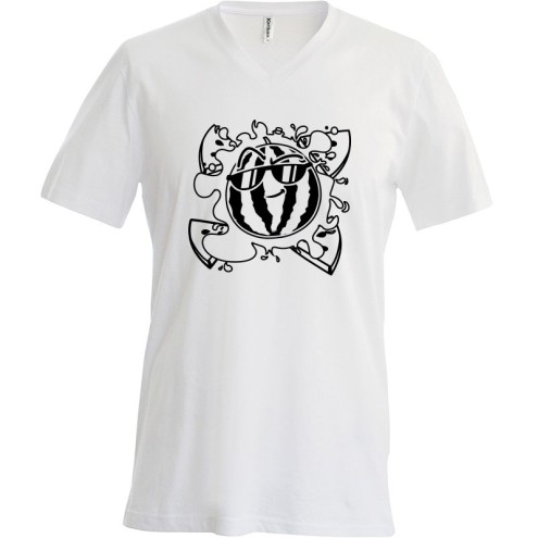 TEAM MELONE T-Shirt V-Neck | schwarz