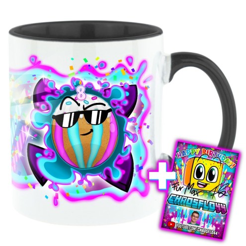Team Melone 8. Geburtstag Bi-Color Tasse schwarz