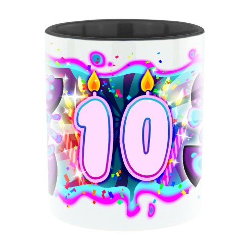 Team Melone 10. Geburtstag Bi-Color Tasse schwarz