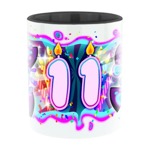 Team Melone 11. Geburtstag Bi-Color Tasse schwarz