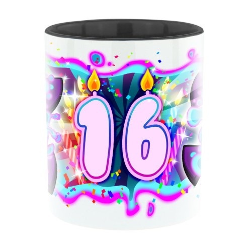 Team Melone 16. Geburtstag Bi-Color Tasse schwarz