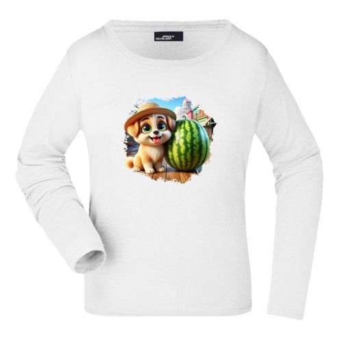 Billy con il cappello di paglia camicia a maniche lunghe in cotone da donna