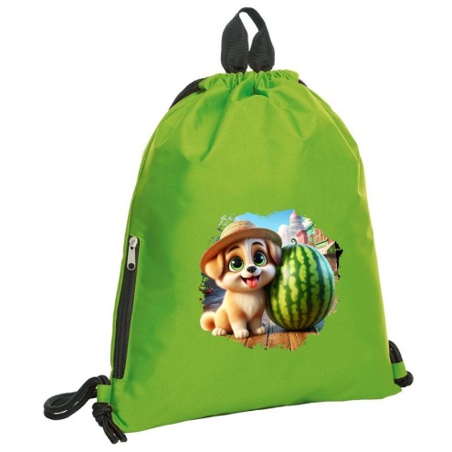 Billy con la borsa da bagno con cappello di paglia