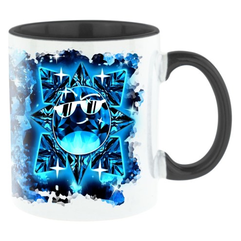 Team Melone Dunkel Diamant Bi-Color Tasse schwarz