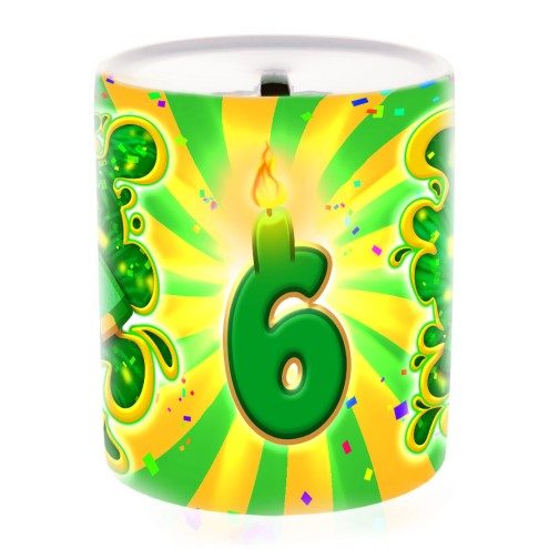 Saftig 6. Geburtstag Spardose