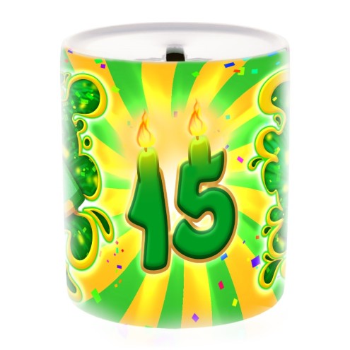 Saftig 15. Geburtstag Spardose