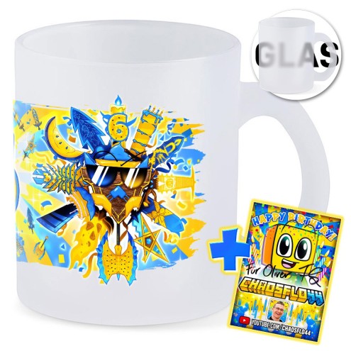 Totem 6. Geburtstag Tasse Glas SATIN