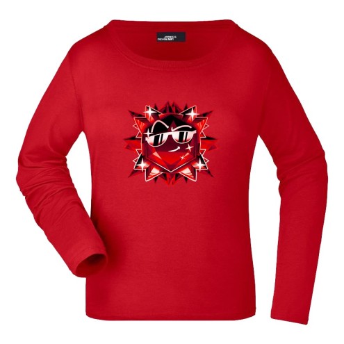 Team Melone Dunkel Rubin Baumwoll Langarm Shirt women