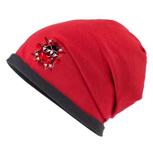 Team Melone Dunkel Rubin Beanie Mütze mit Fleece