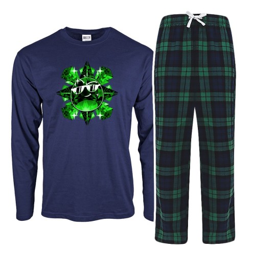 Team Melone Dunkel Smaragd Kinder Pyjama karo lang