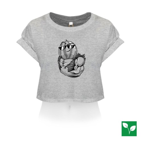 Team Melone Fitness GRAY Organic Crop T-Shirt women