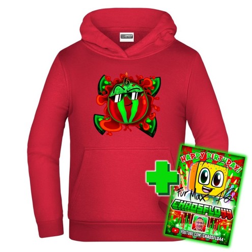 Team Melone RED 6. Geburtstag Hoodie kids